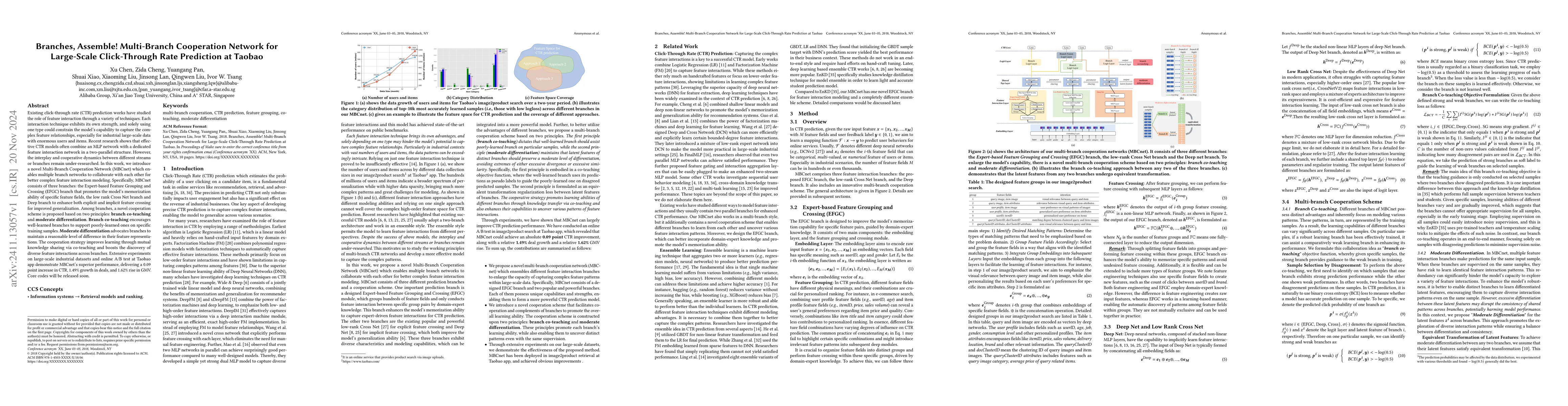 Thumbnail for Branches, Assemble! Multi-Branch Cooperation Network for Large-Scale
  Click-Through Rate Prediction at Taobao