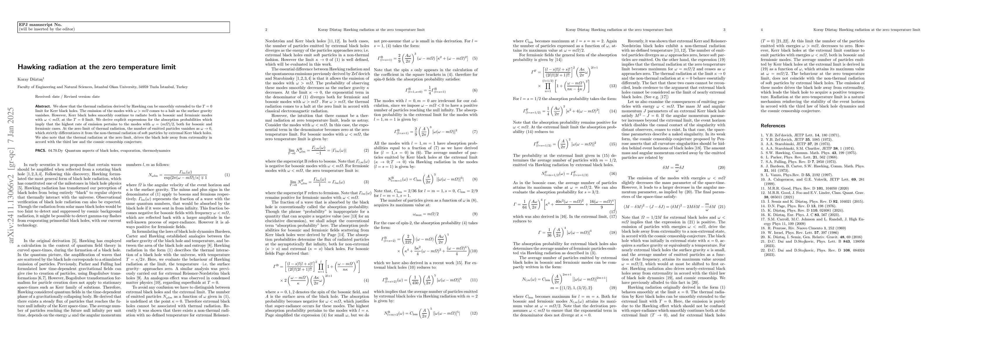 Thumbnail for Hawking radiation at the zero temperature limit