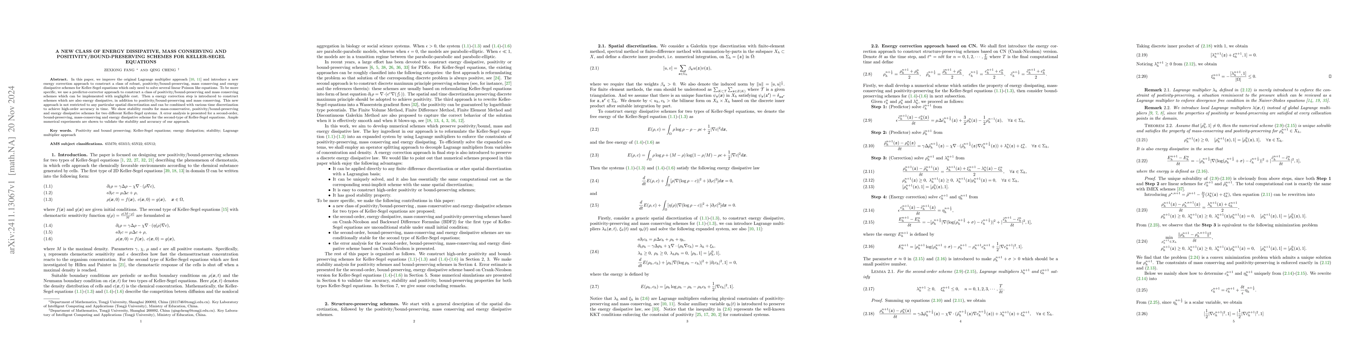 Thumbnail for A new class of energy dissipative, mass conserving and
  positivity/bound-preserving schemes for Keller-Segel equations