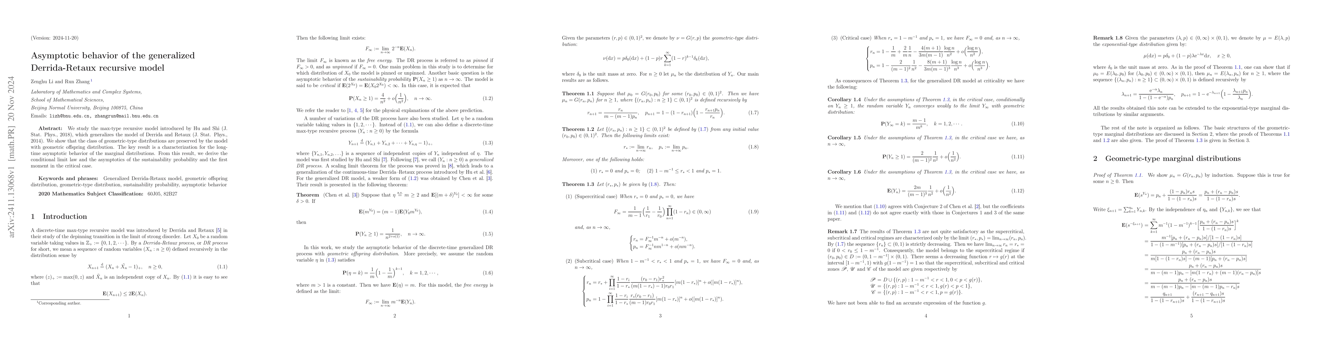 Thumbnail for Asymptotic behavior of the generalized Derrida-Retaux recursive model