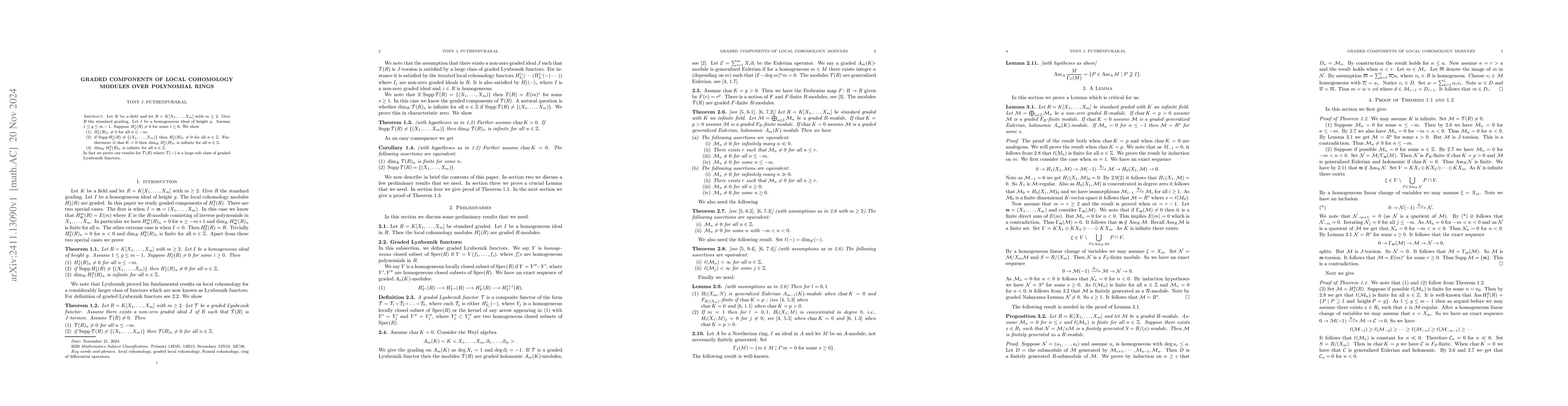 Thumbnail for Graded components of local cohomology modules over polynomial rings