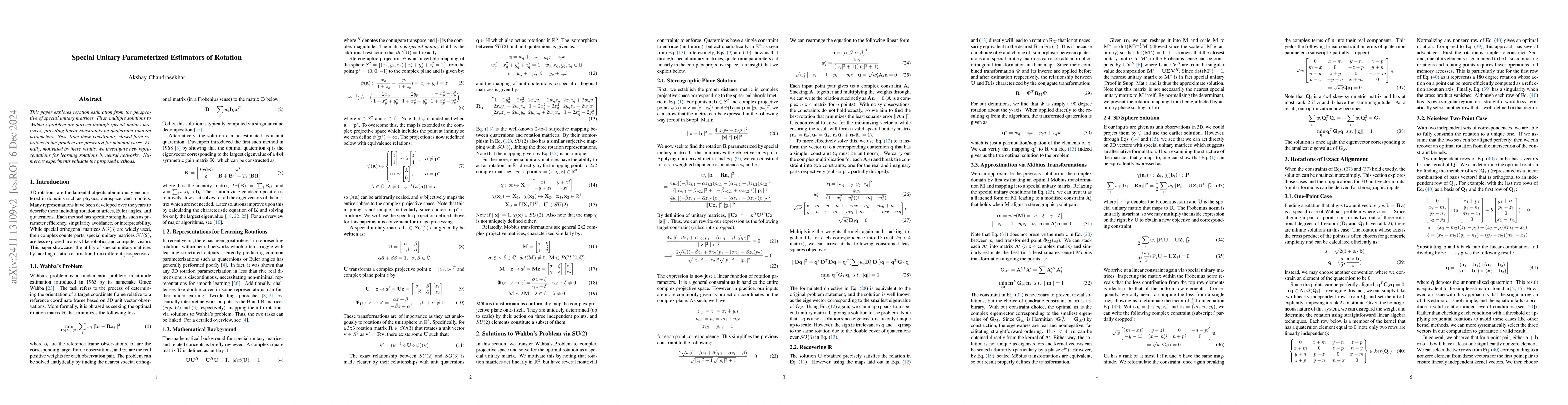 Thumbnail for Special Unitary Parameterized Estimators of Rotation