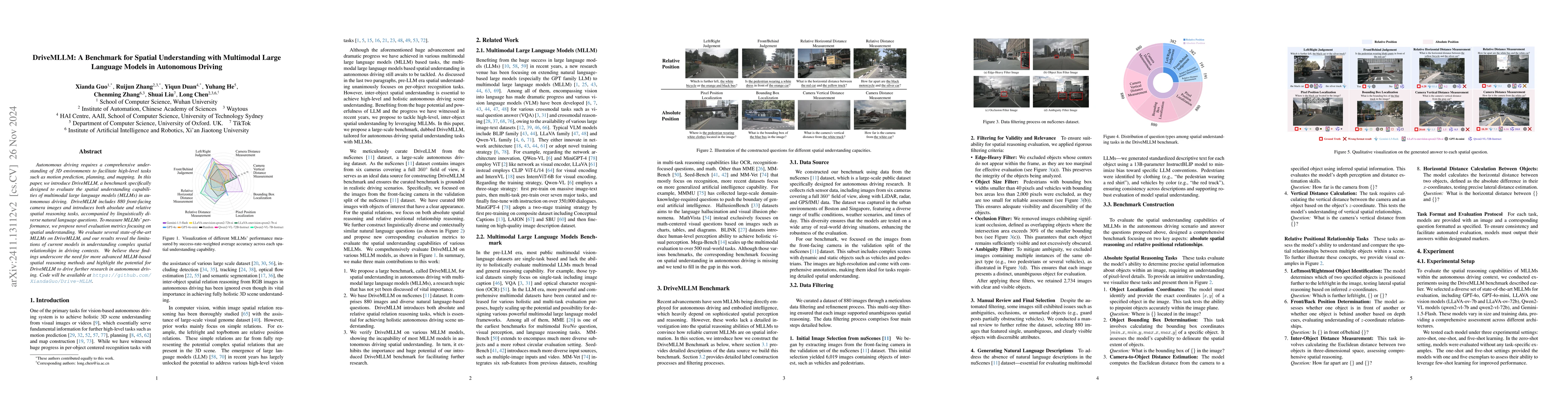 Thumbnail for DriveMLLM: A Benchmark for Spatial Understanding with Multimodal Large
  Language Models in Autonomous Driving