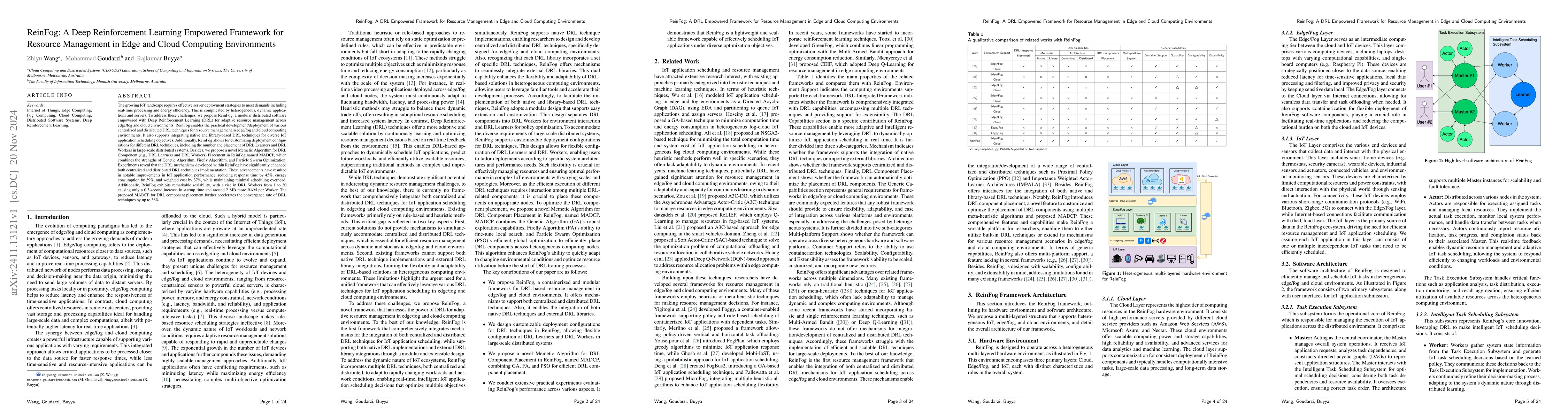 Thumbnail for ReinFog: A DRL Empowered Framework for Resource Management in Edge and
  Cloud Computing Environments