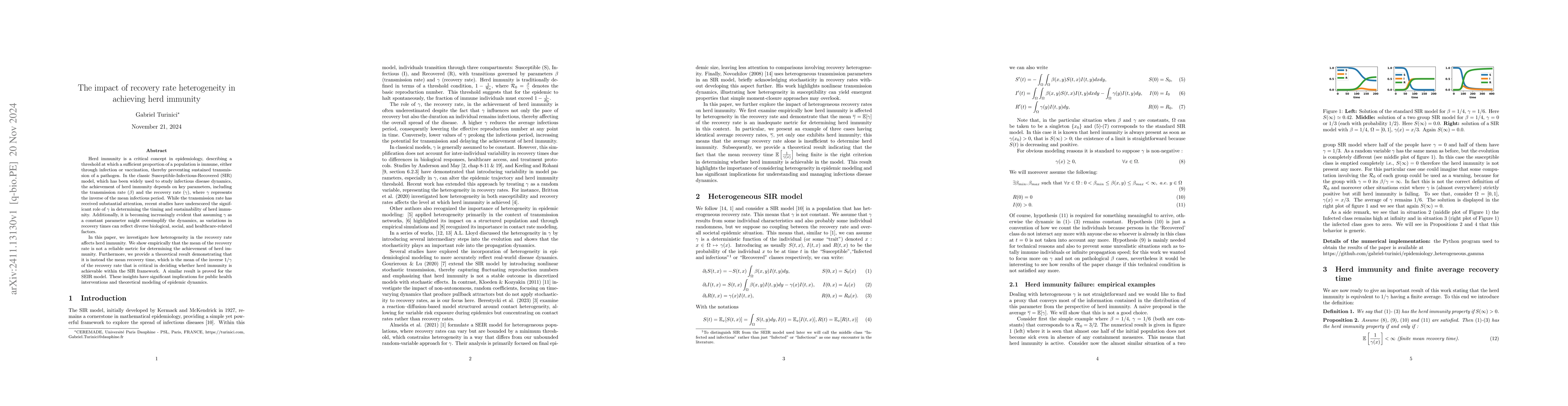 Thumbnail for The impact of recovery rate heterogeneity in achieving herd immunity
