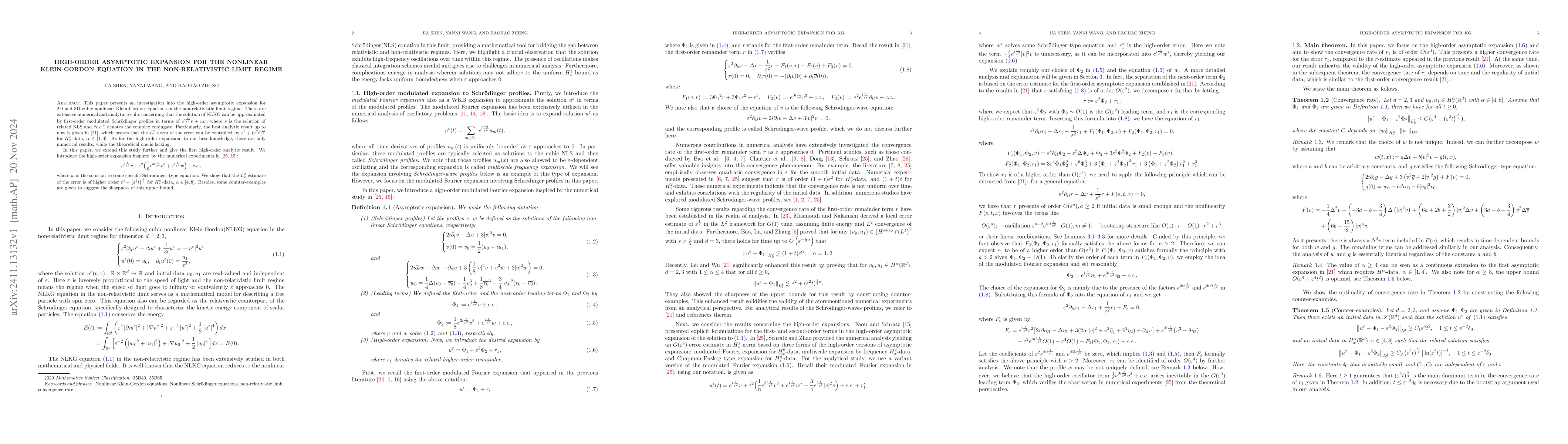 Thumbnail for High-order asymptotic expansion for the nonlinear Klein-Gordon equation
  in the non-relativistic limit regime