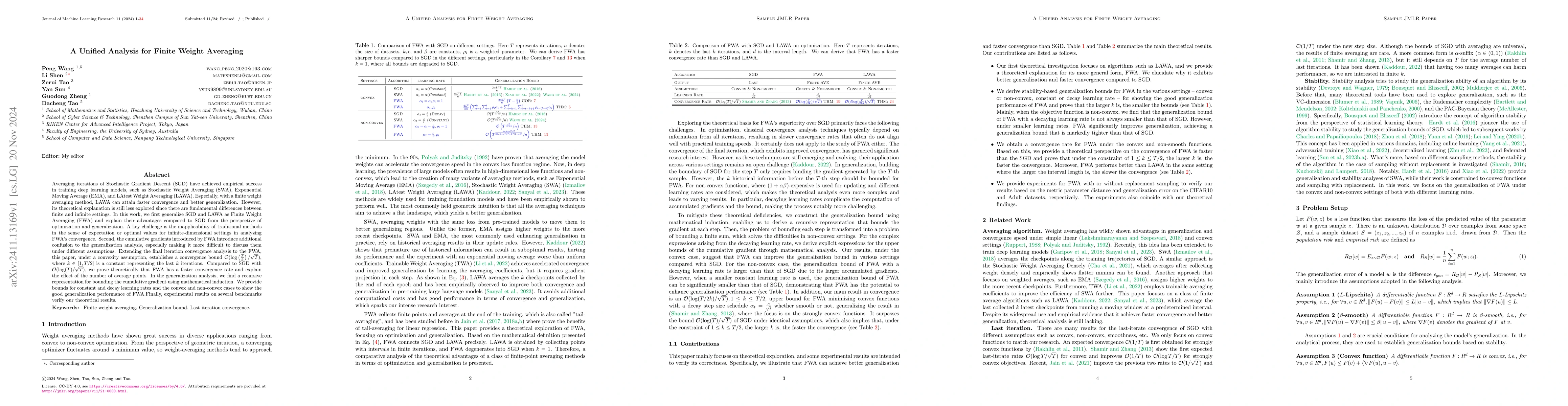 Thumbnail for A Unified Analysis for Finite Weight Averaging