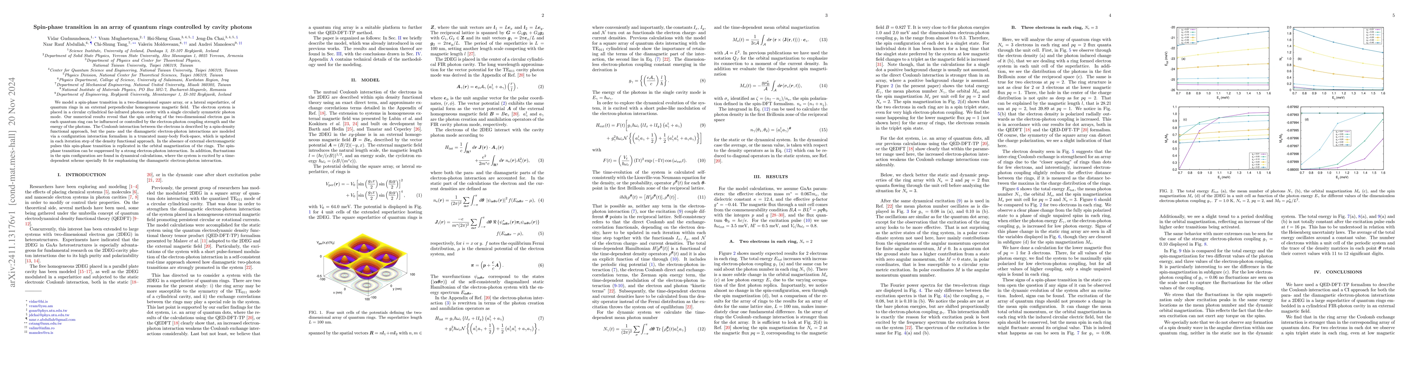 Thumbnail for Spin-phase transition in an array of quantum rings controlled by cavity
  photons