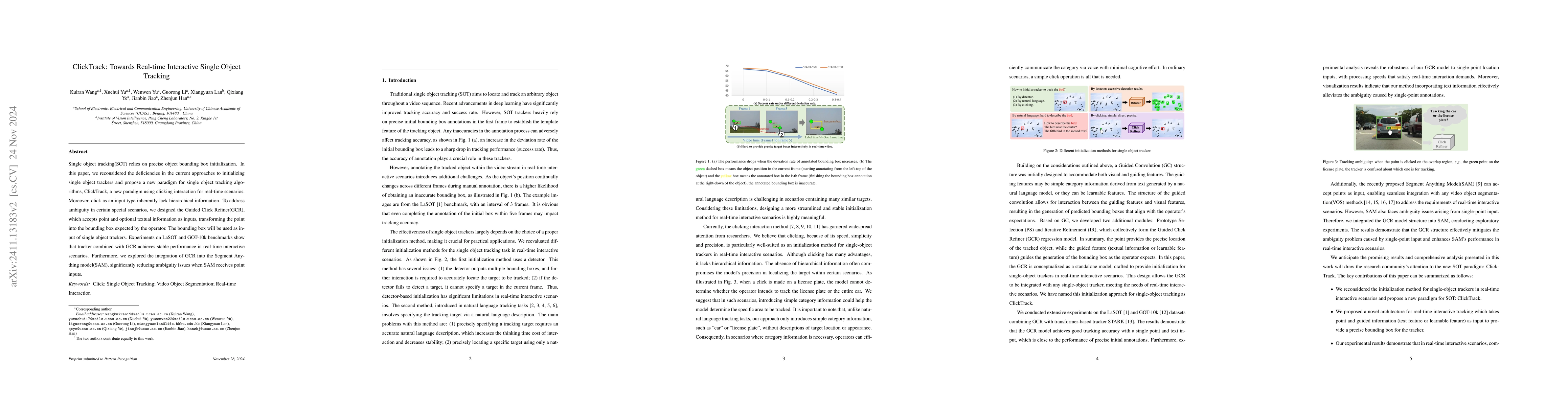 Thumbnail for Click; Single Object Tracking; Video Object Segmentation; Real-time
  Interaction
