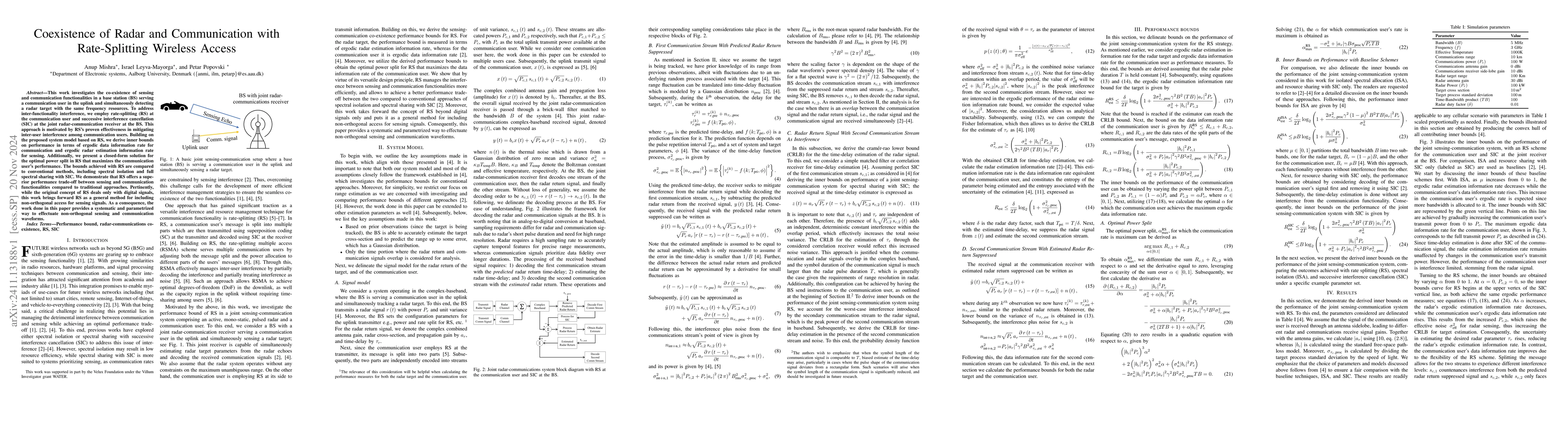 Thumbnail for Coexistence of Radar and Communication with Rate-Splitting Wireless
  Access