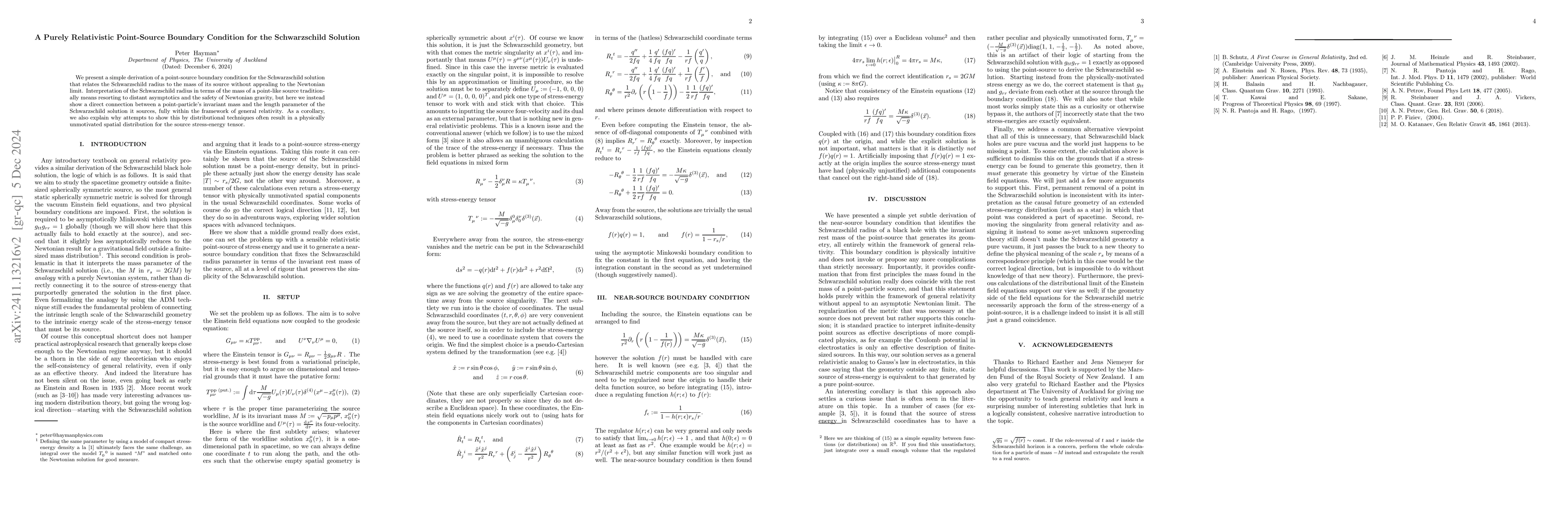 Thumbnail for A Purely Relativistic Point-Source Boundary Condition for the
  Schwarzschild Solution