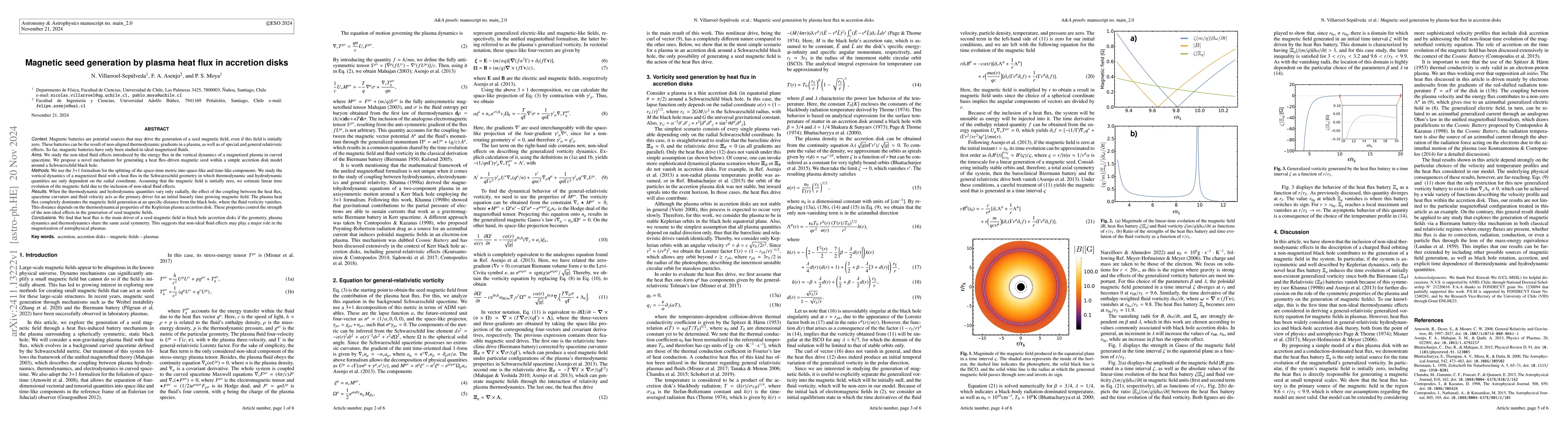 Thumbnail for Magnetic seed generation by plasma heat flux in accretion disks