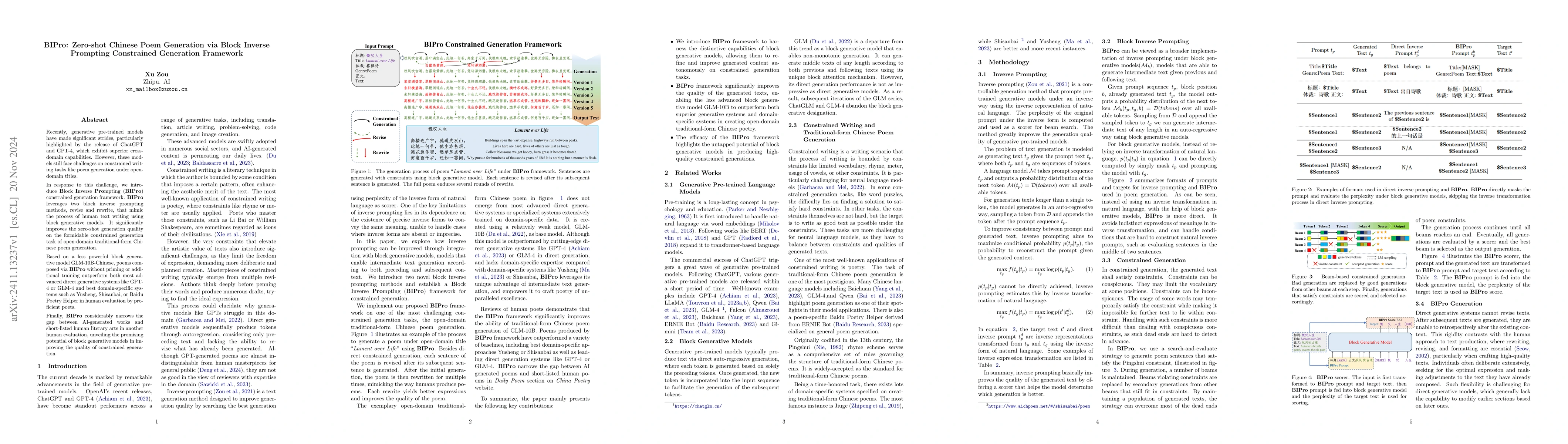 Thumbnail for BIPro: Zero-shot Chinese Poem Generation via Block Inverse Prompting
  Constrained Generation Framework