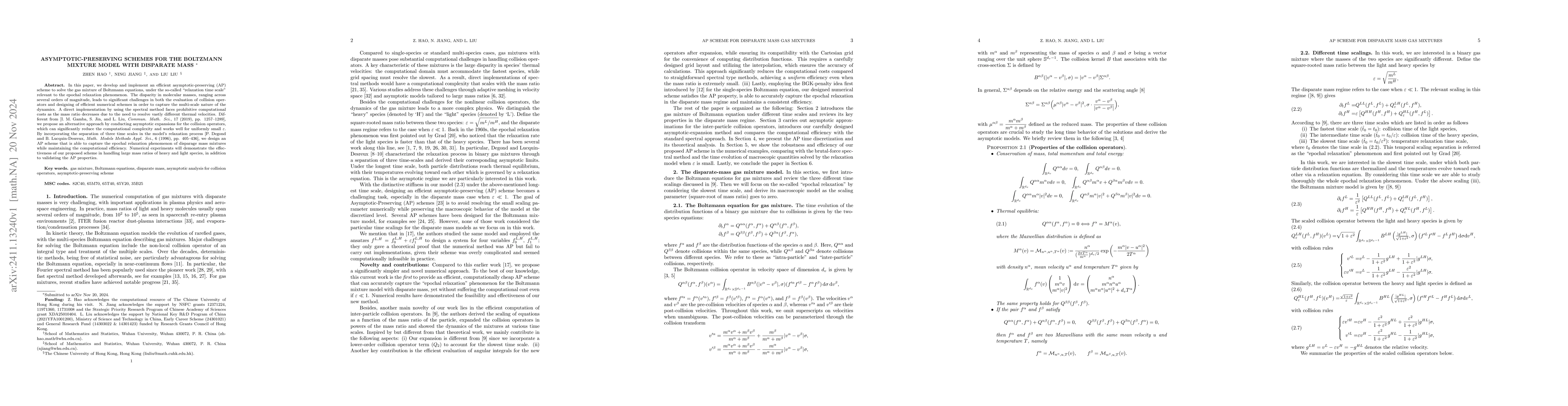 Thumbnail for Asymptotic-Preserving schemes for the Boltzmann mixture model with
  disparate mass