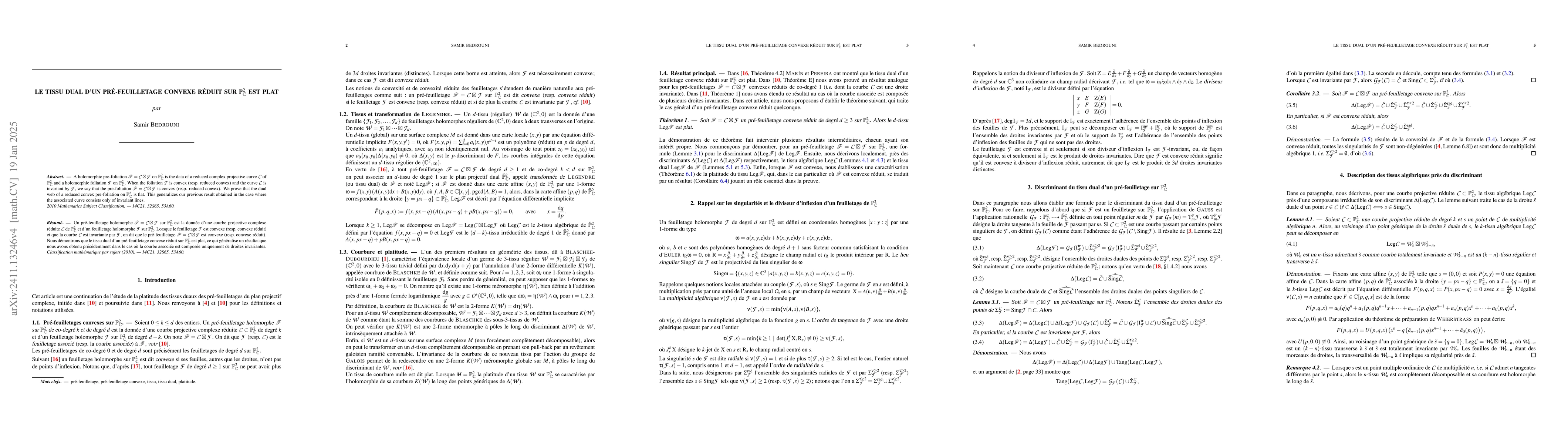 Thumbnail for Le tissu dual d'un pré-feuilletage convexe réduit sur
  $\mathbb{P}^{2}_{\mathbb{C}}$ est plat