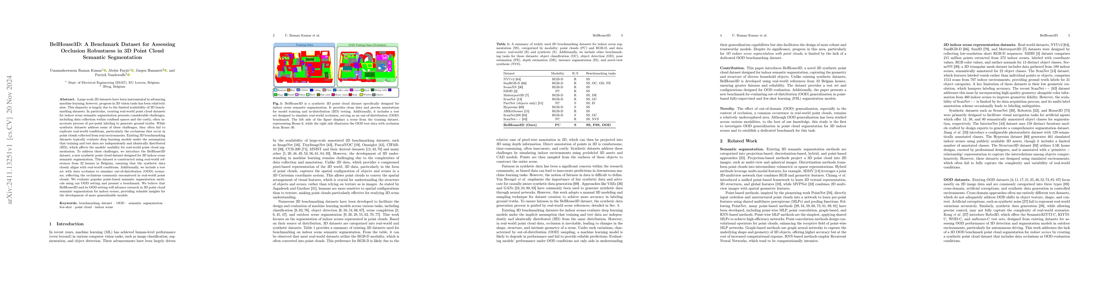 Thumbnail for BelHouse3D: A Benchmark Dataset for Assessing Occlusion Robustness in 3D
  Point Cloud Semantic Segmentation