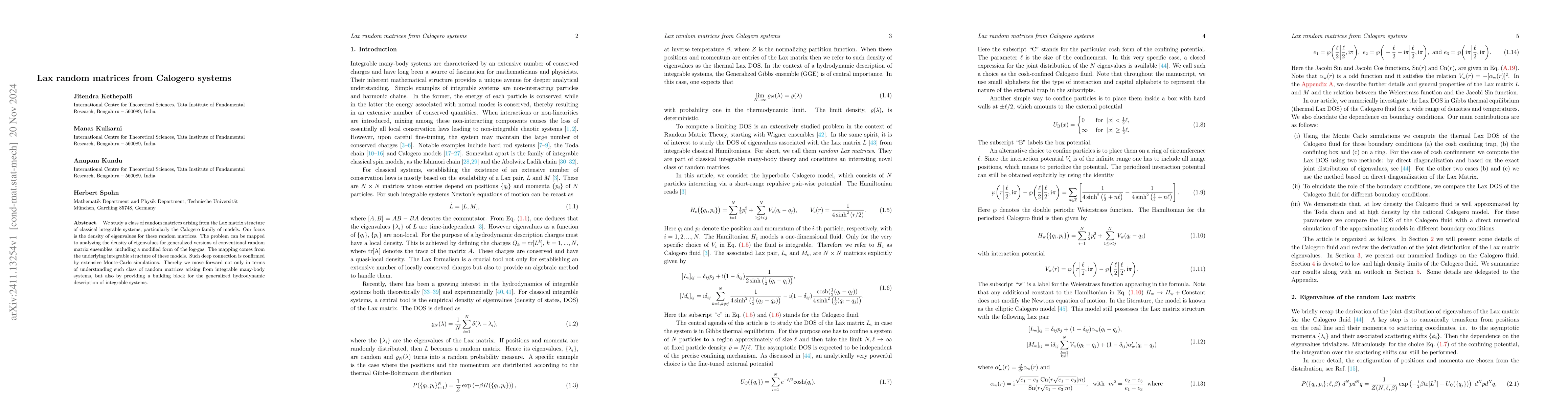 Thumbnail for Lax random matrices from Calogero systems