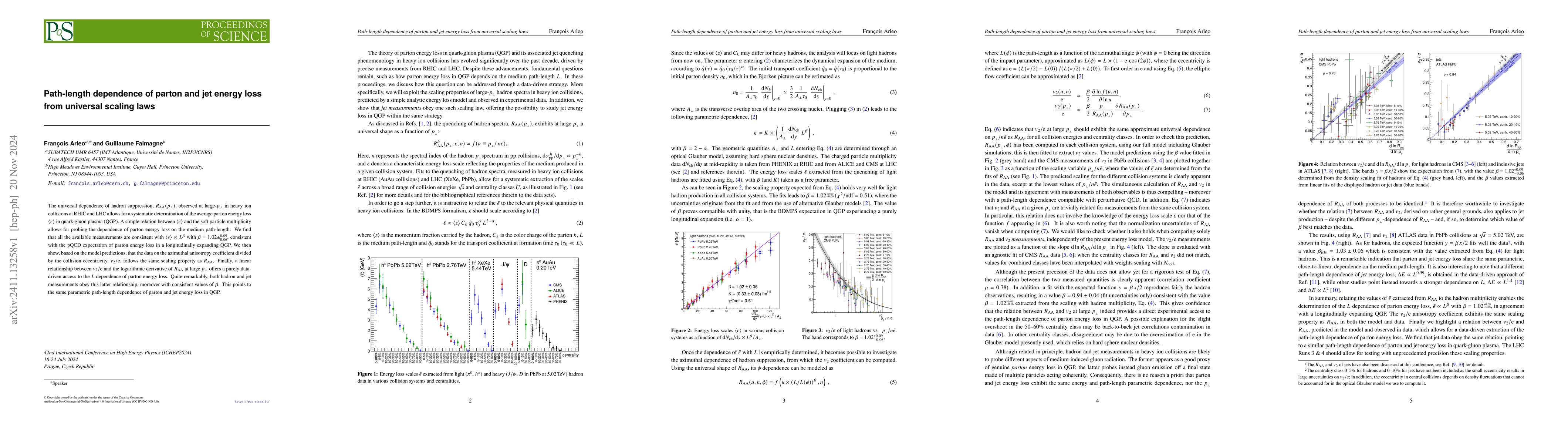 Thumbnail for Path-length dependence of parton and jet energy loss from universal
  scaling laws