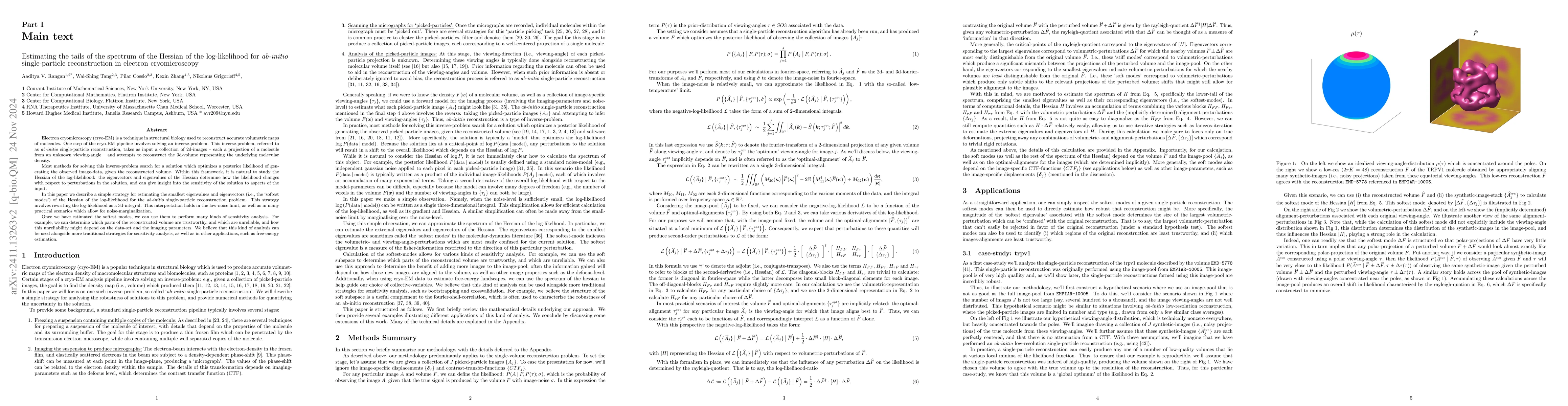 Thumbnail for Estimating the tails of the spectrum of the Hessian of the
  log-likelihood for \textit{ab-initio} single-particle reconstruction in
  electron cryomicroscopy