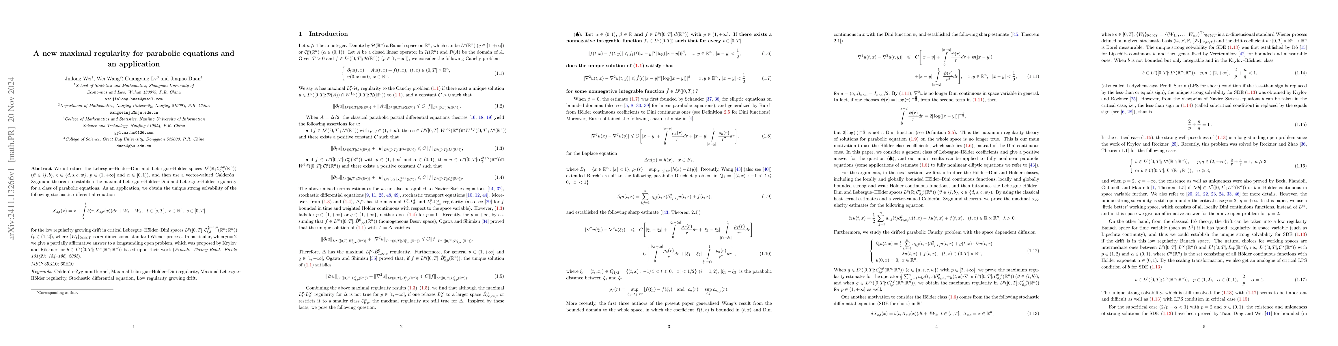 Thumbnail for A new maximal regularity for parabolic equations and an application