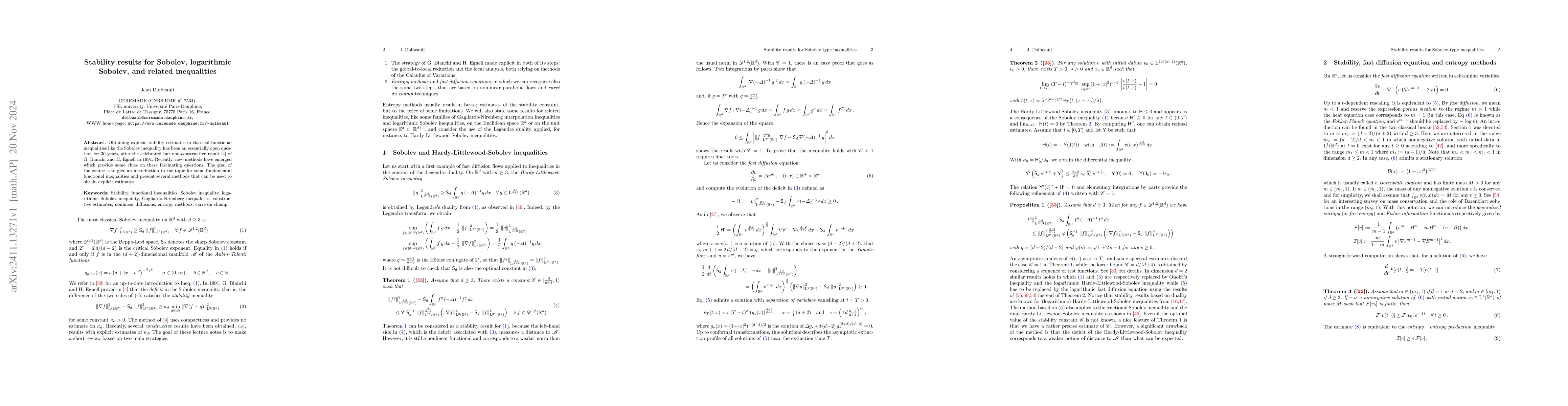 Thumbnail for Stability results for Sobolev, logarithmic Sobolev, and related
  inequalities