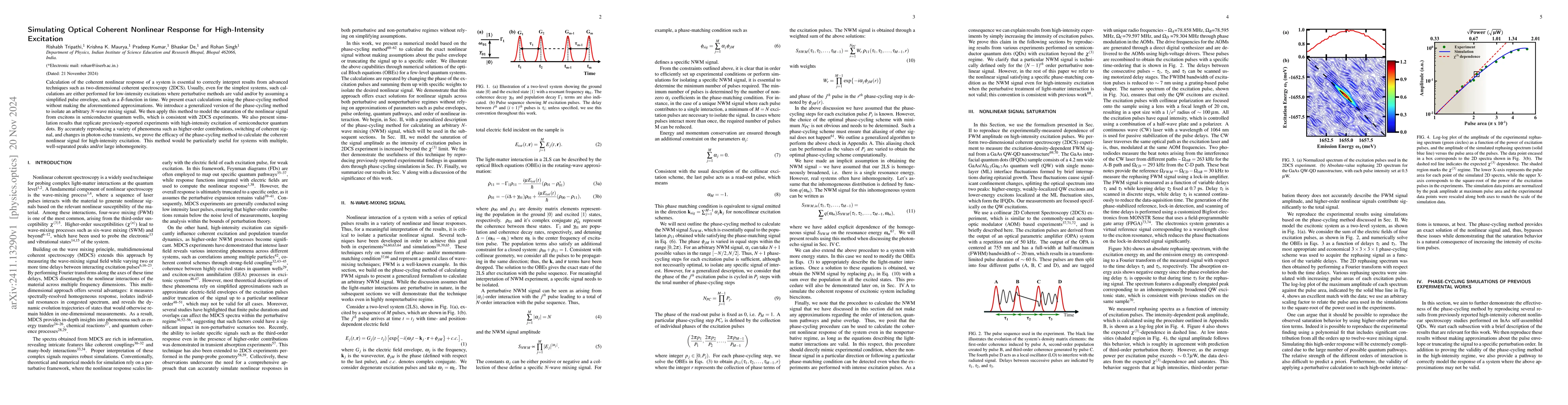 Thumbnail for Simulating Optical Coherent Nonlinear Response for High-Intensity
  Excitation