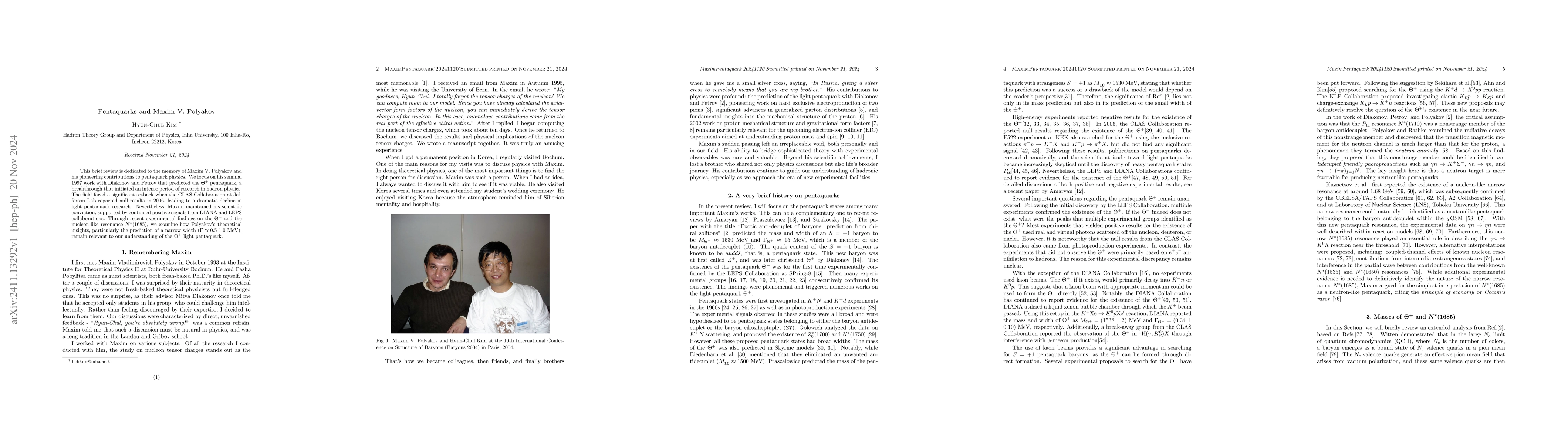 Thumbnail for Pentaquarks and Maxim V. Polyakov