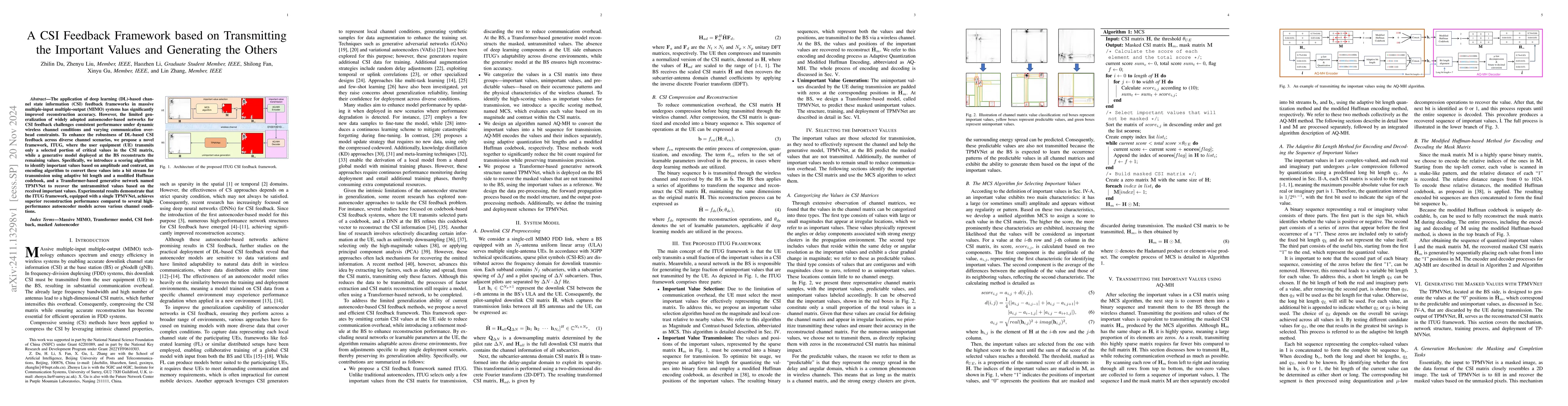 Thumbnail for A CSI Feedback Framework based on Transmitting the Important Values and
  Generating the Others