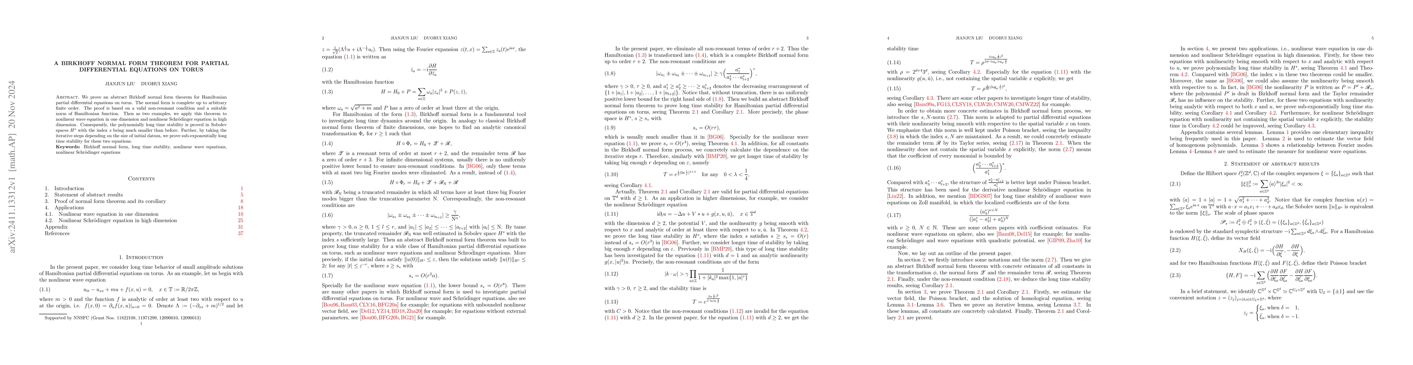 Thumbnail for A Birkhoff Normal Form Theorem for Partial Differential Equations on
  torus