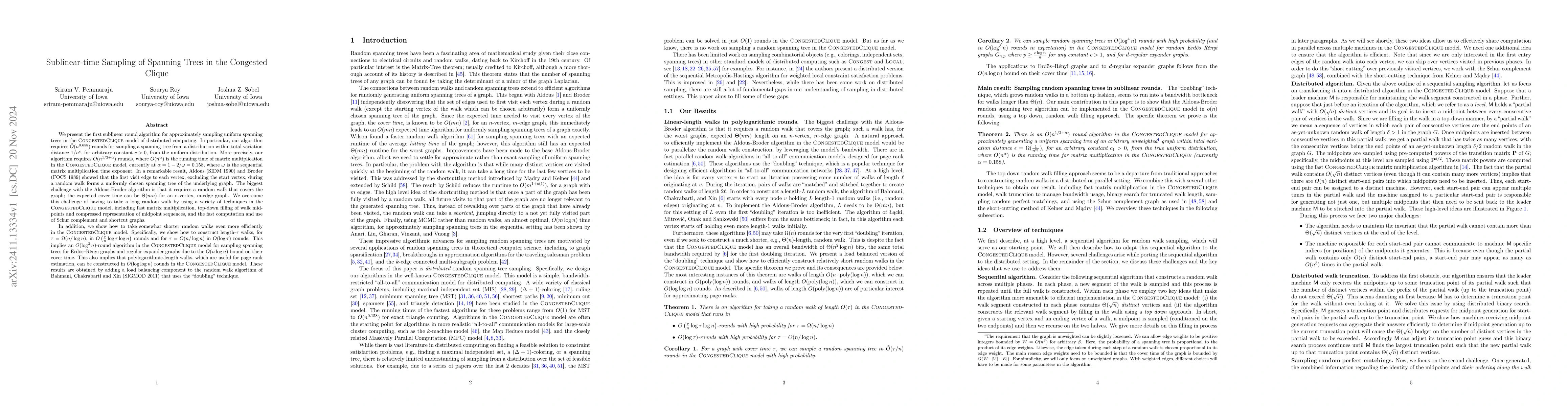 Thumbnail for Sublinear-time Sampling of Spanning Trees in the Congested Clique