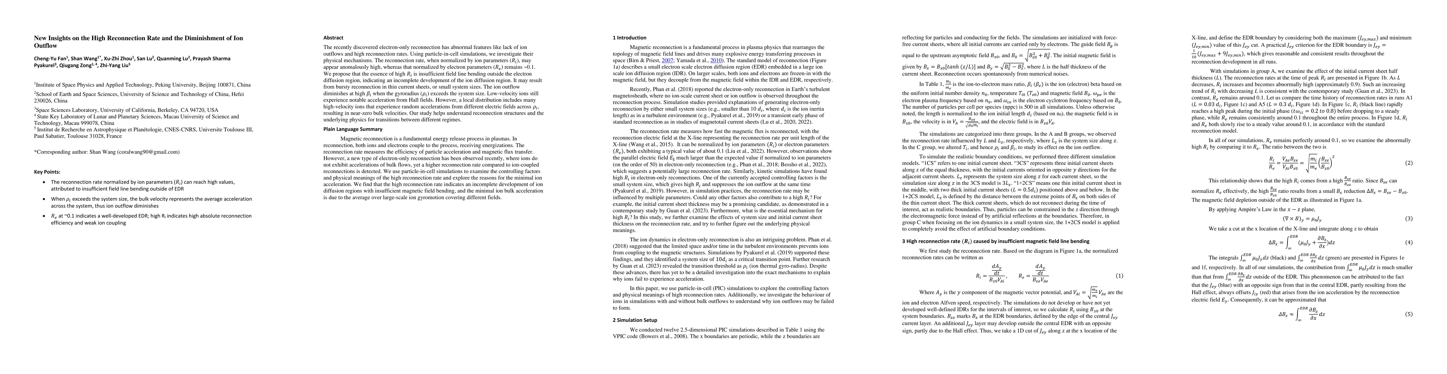 Thumbnail for New Insights on the High Reconnection Rate and the Diminishment of Ion
  Outflow