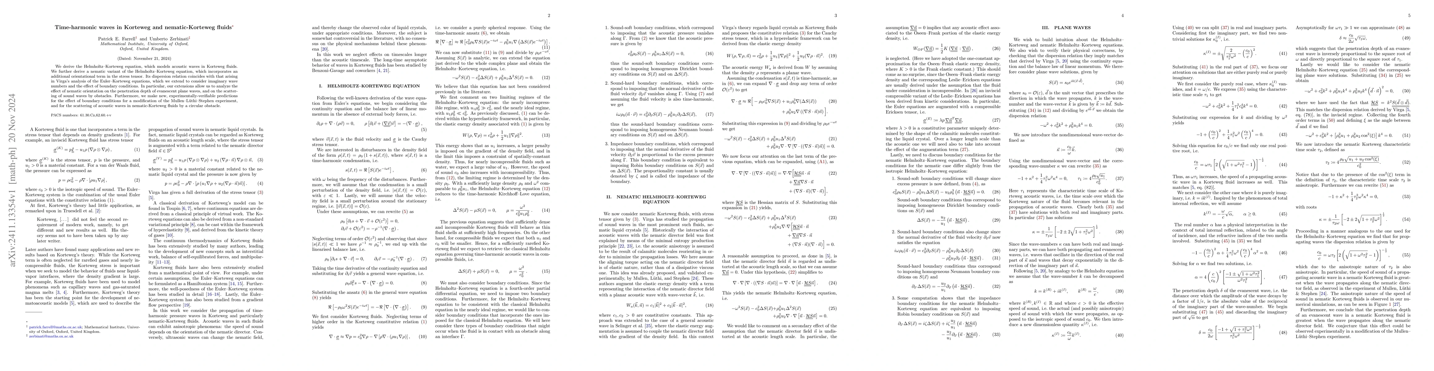 Thumbnail for Time-harmonic waves in Korteweg and nematic-Korteweg fluids