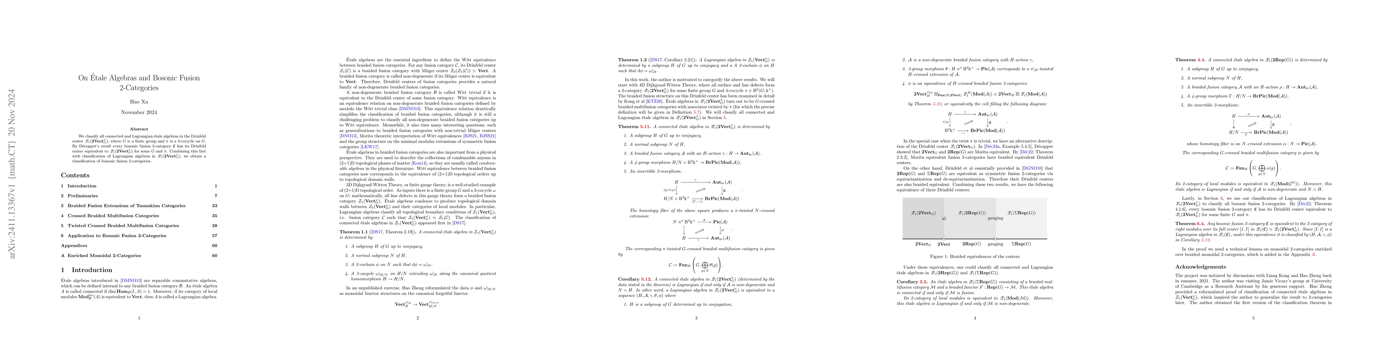Thumbnail for On Étale Algebras and Bosonic Fusion 2-Categories