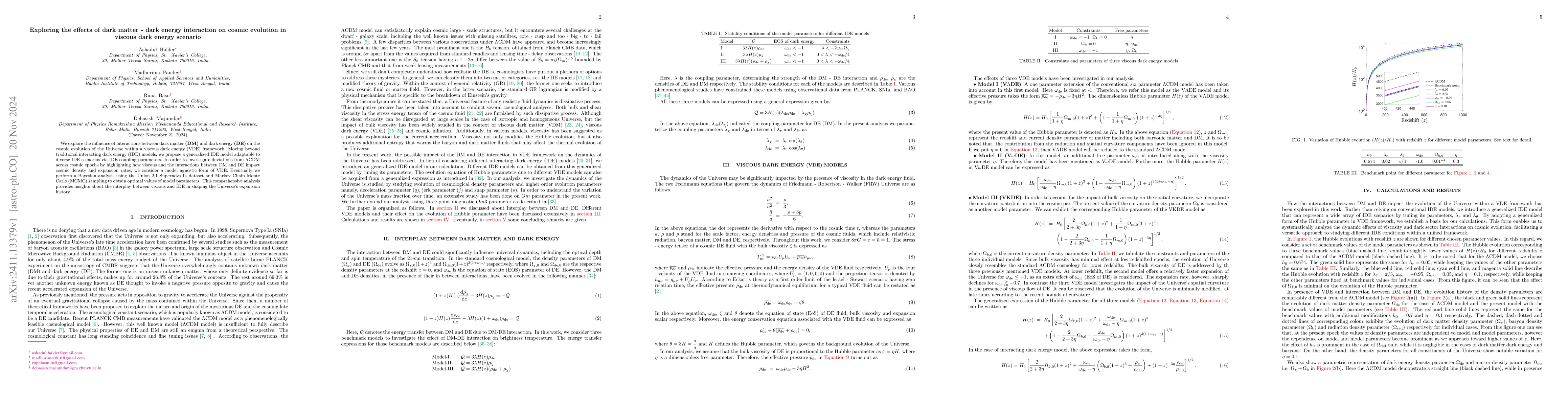 Thumbnail for Exploring the effects of dark matter - dark energy interaction on cosmic
  evolution in viscous dark energy scenario