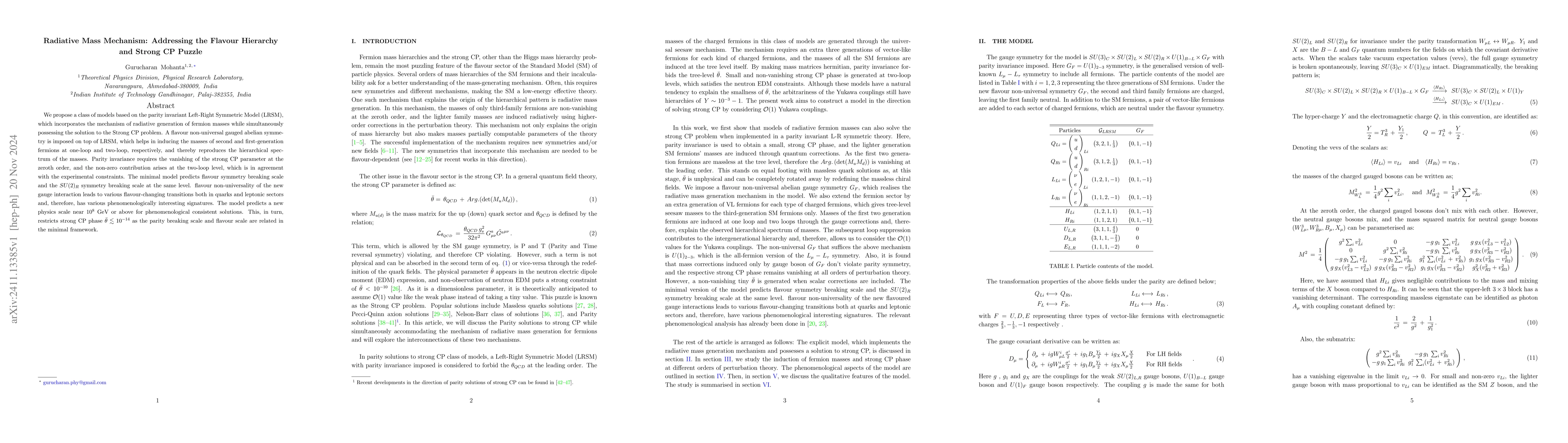 Thumbnail for Radiative Mass Mechanism: Addressing the Flavour Hierarchy and Strong CP
  Puzzle