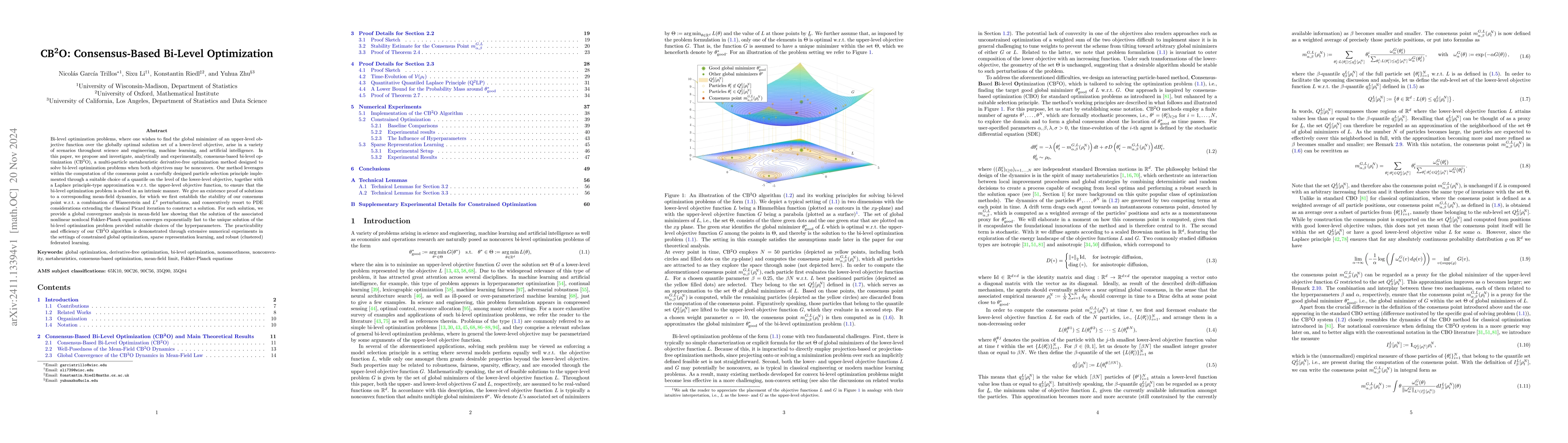 Thumbnail for CB$^2$O: Consensus-Based Bi-Level Optimization