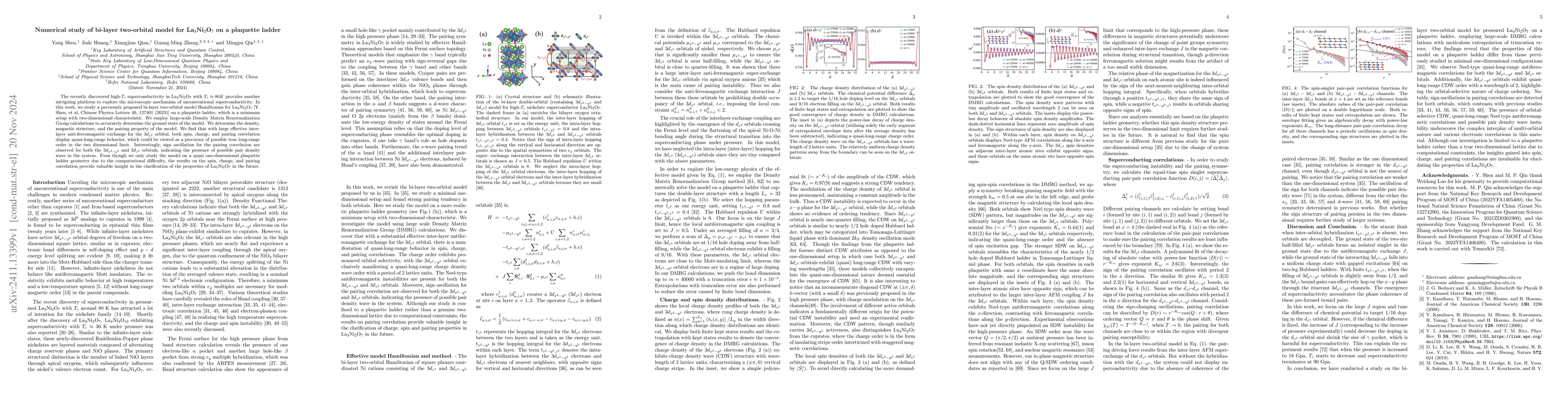 Thumbnail for Numerical study of bi-layer two-orbital model for
  La$_{3}$Ni$_{2}$O$_{7}$ on a plaquette ladder
