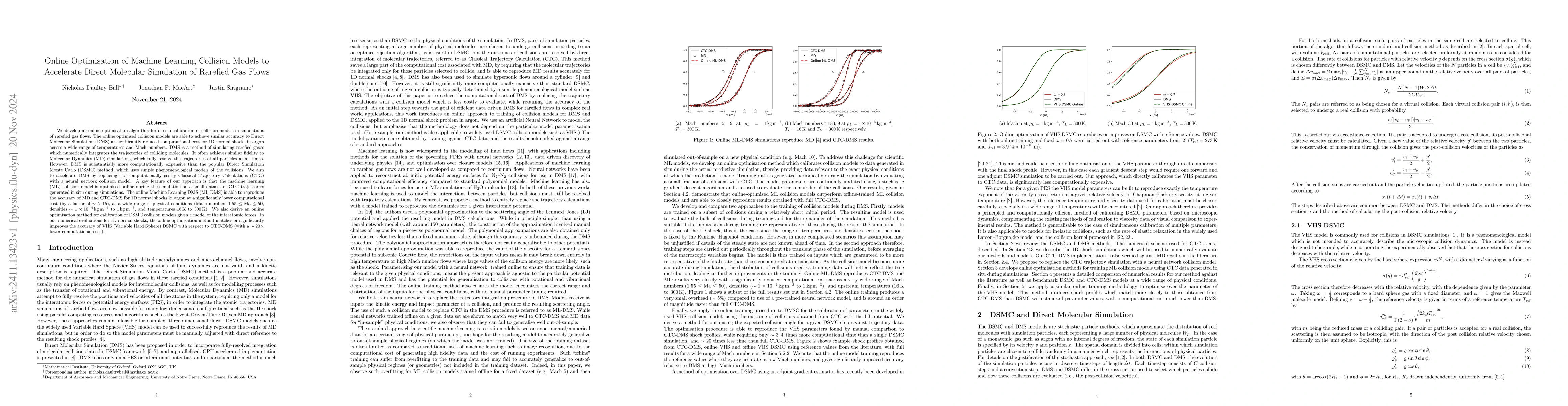 Thumbnail for Online Optimisation of Machine Learning Collision Models to Accelerate
  Direct Molecular Simulation of Rarefied Gas Flows