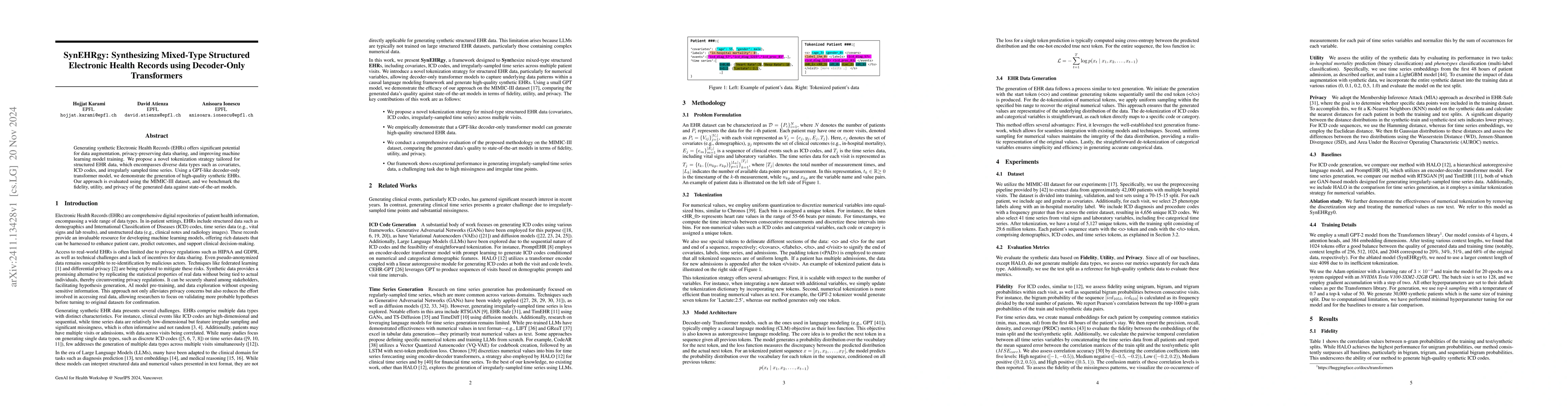 Thumbnail for SynEHRgy: Synthesizing Mixed-Type Structured Electronic Health Records
  using Decoder-Only Transformers
