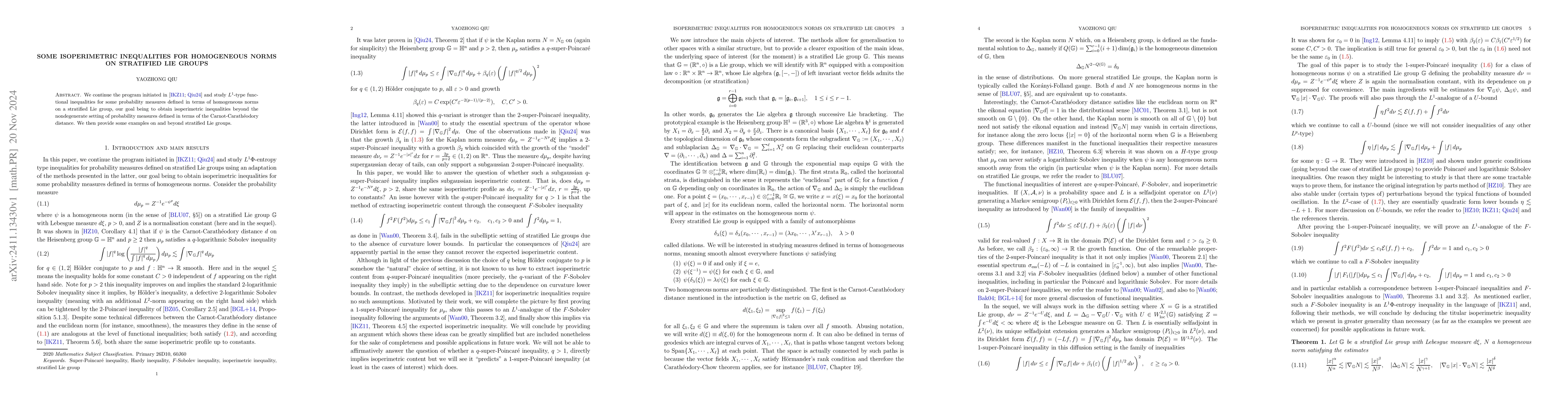 Thumbnail for Some isoperimetric inequalities for homogeneous norms on stratified Lie
  groups