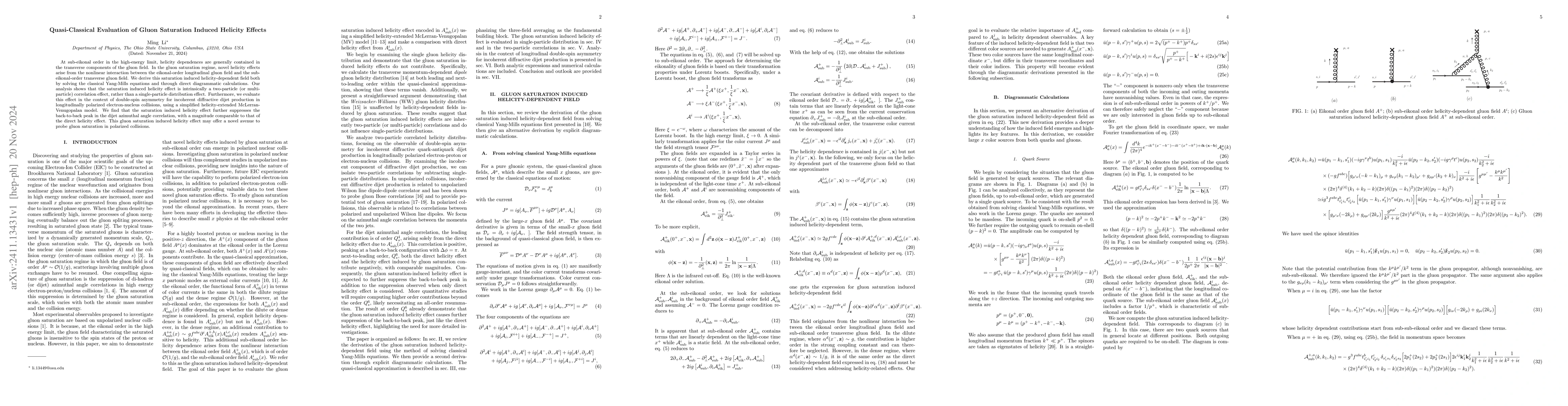 Thumbnail for Quasi-Classical Evaluation of Gluon Saturation Induced Helicity Effects