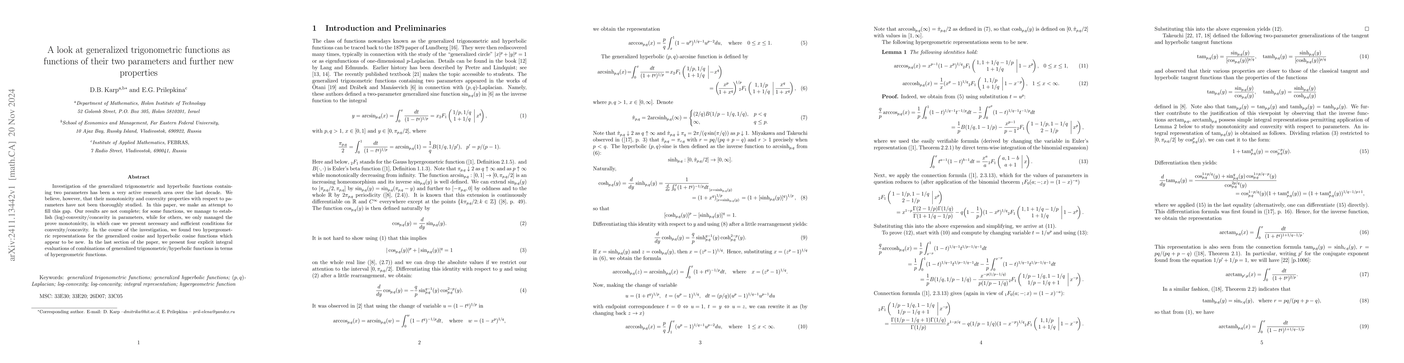 Thumbnail for A look at generalized trigonometric functions as functions of their two
  parameters and further new properties