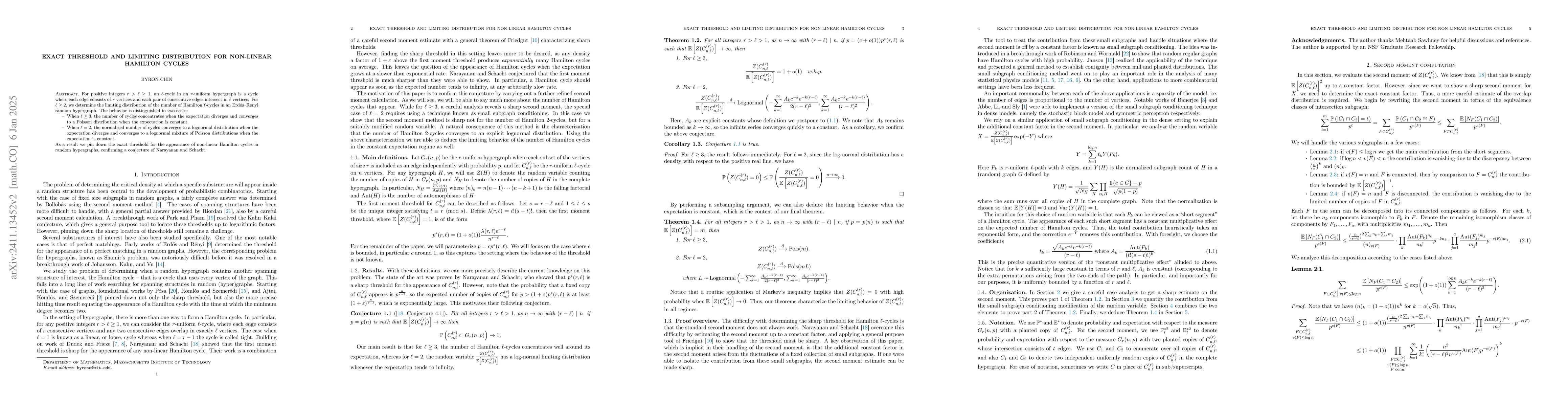 Thumbnail for Exact threshold and lognormal limit for non-linear Hamilton cycles