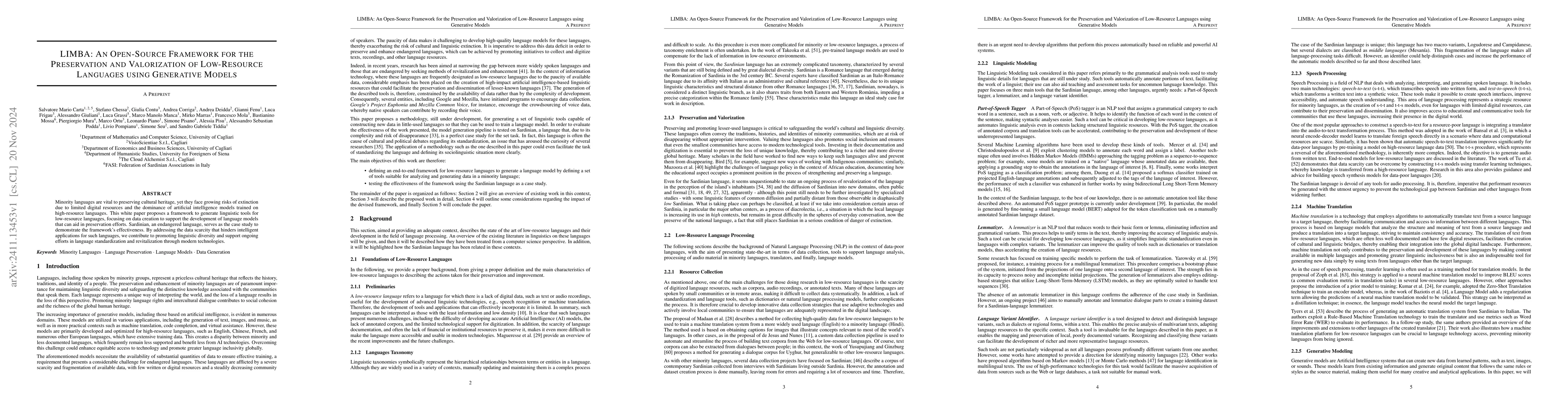 Thumbnail for LIMBA: An Open-Source Framework for the Preservation and Valorization of
  Low-Resource Languages using Generative Models