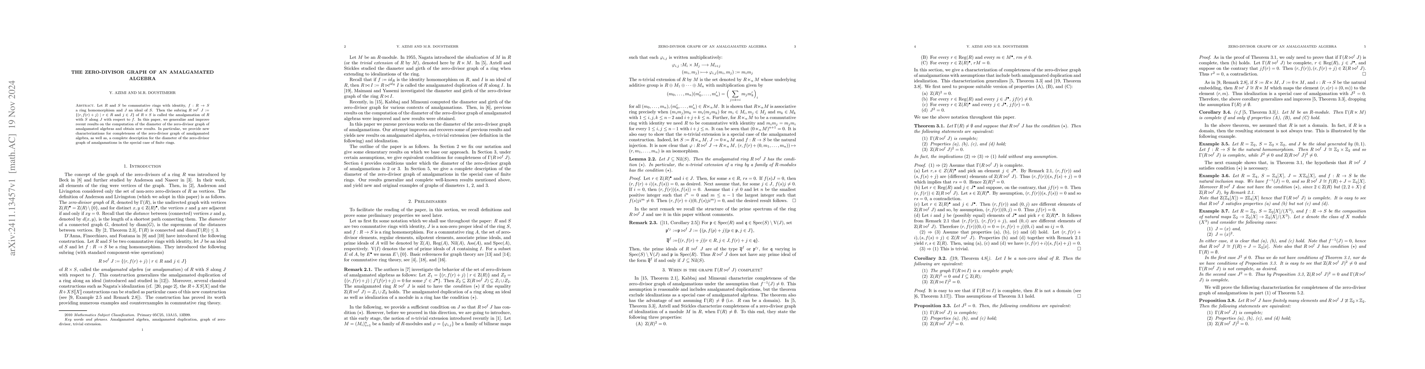Thumbnail for The zero-divisor graph of an amalgamated algebra