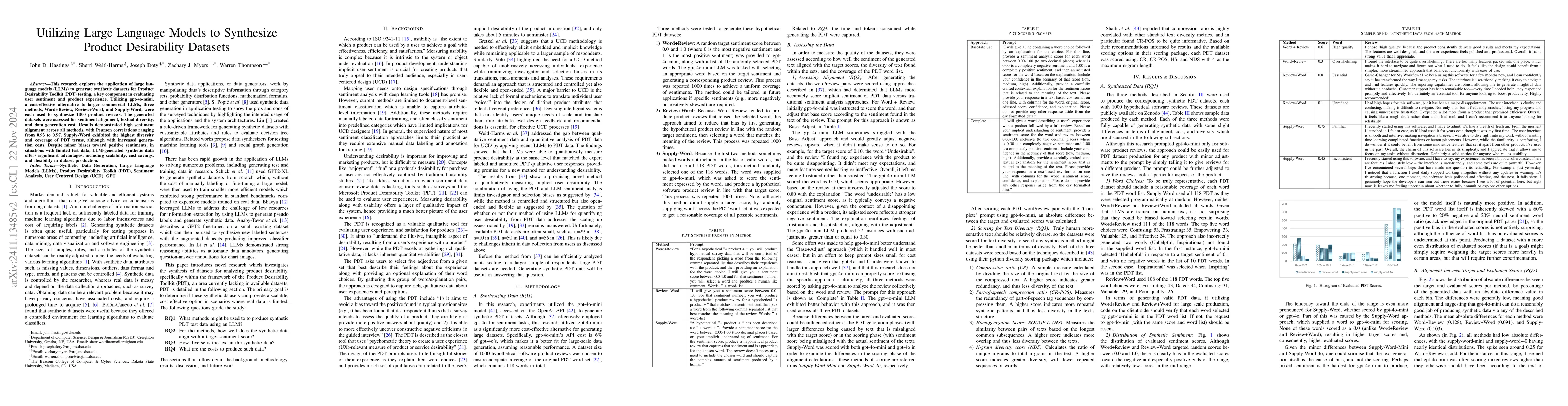 Thumbnail for Utilizing Large Language Models to Synthesize Product Desirability
  Datasets