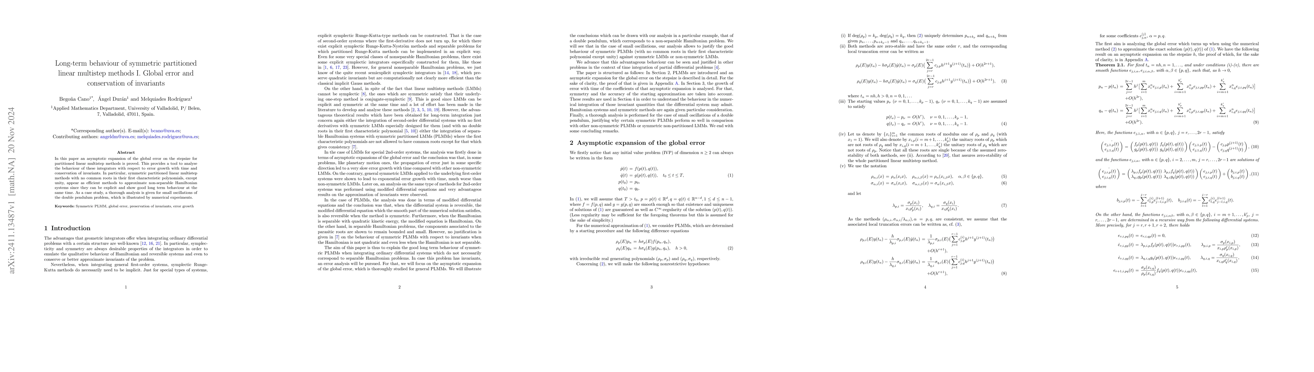 Thumbnail for Long-term behaviour of symmetric partitioned linear multistep methods I.
  Global error and conservation of invariants