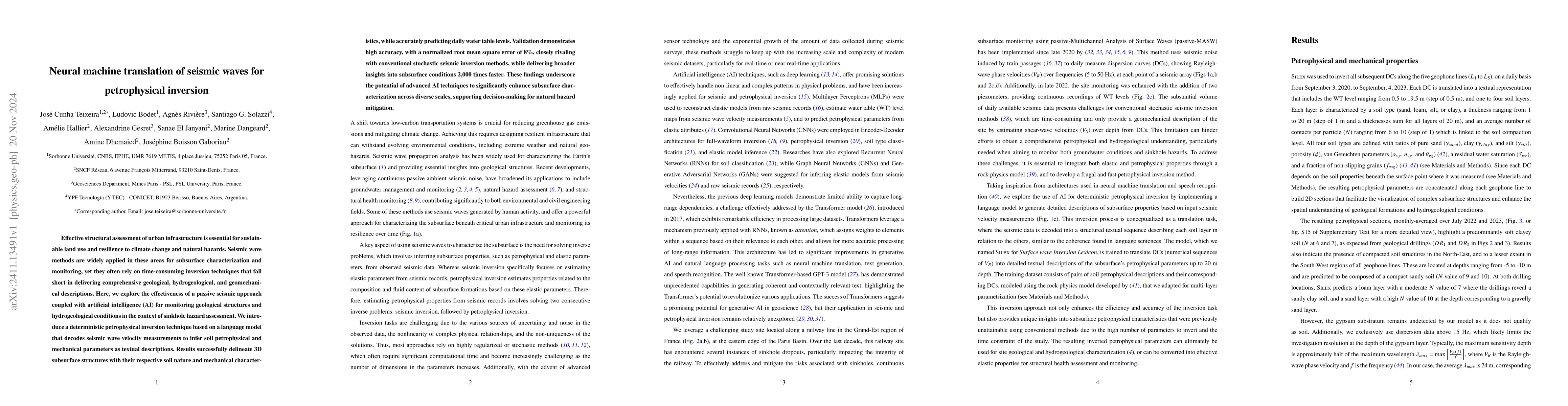 Thumbnail for Neural machine translation of seismic waves for petrophysical inversion
