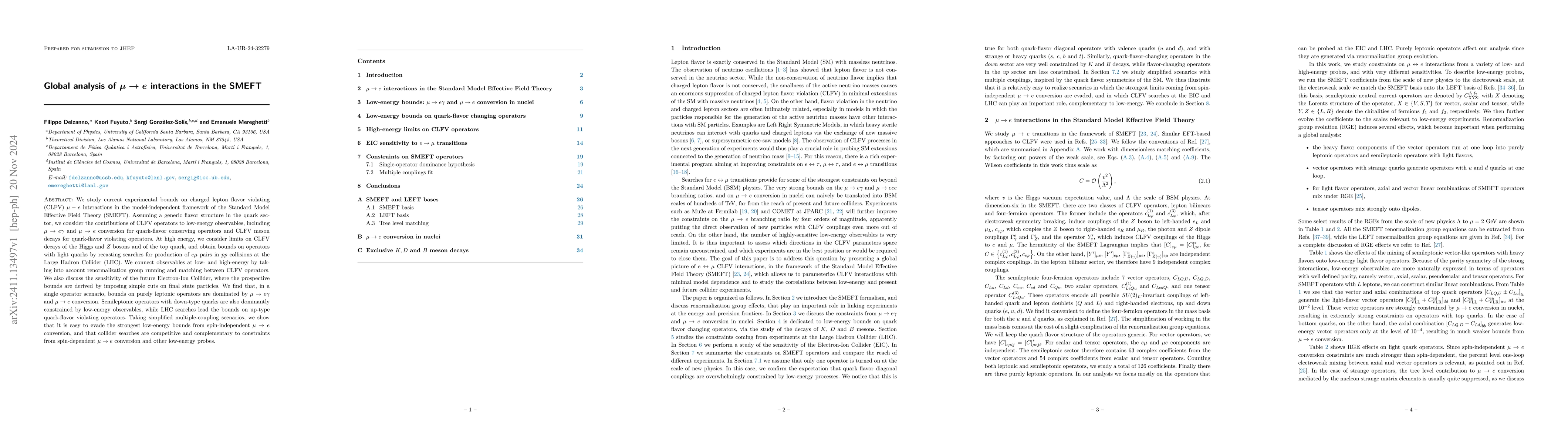 Thumbnail for Global analysis of $μ\to e$ interactions in the SMEFT