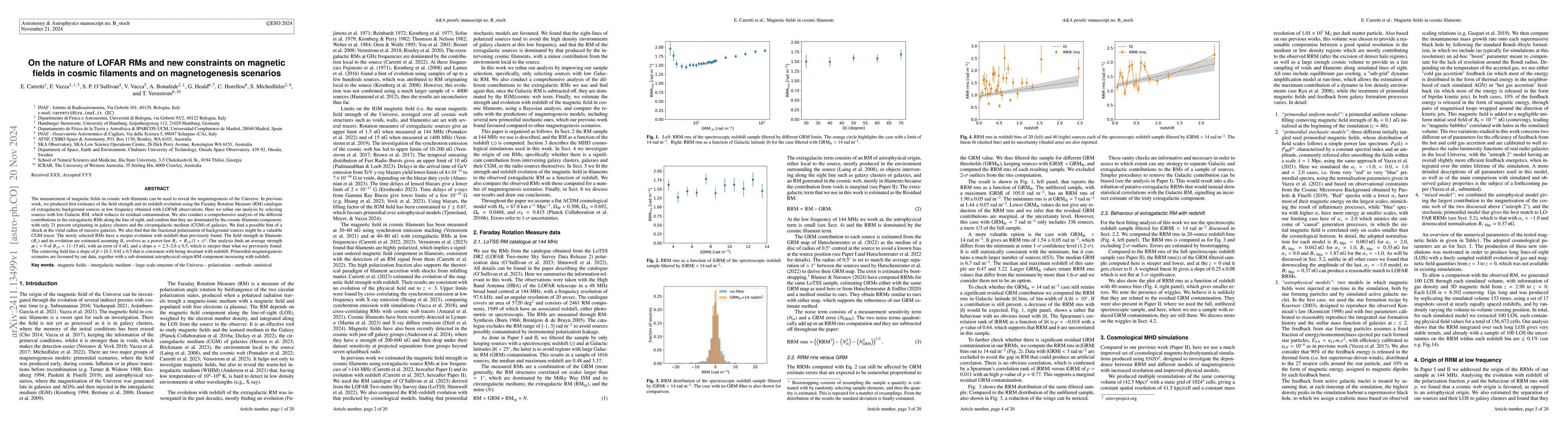 Thumbnail for On the nature of LOFAR RMs and new constraints on magnetic fields in
  cosmic filaments and on magnetogenesis scenarios